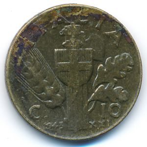 Италия, 10 чентезимо (1943 г.)
