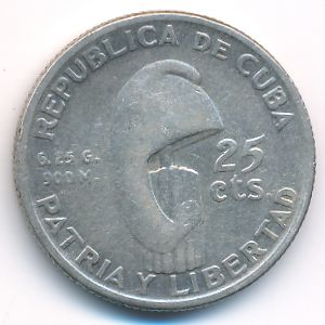 Cuba, 25 centavos, 1953