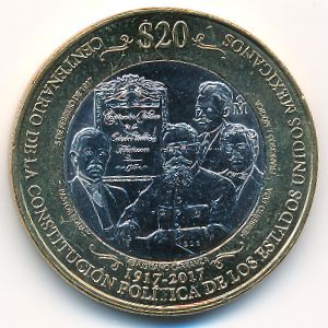 Мексика, 20 песо (2017 г.)