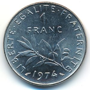 France, 1 franc, 1974