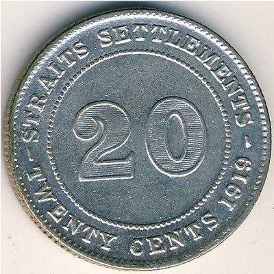 Straits Settlements, 20 cents, 1919