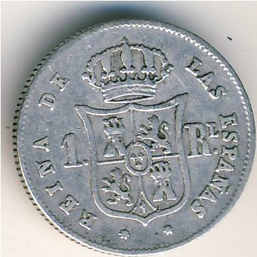 Spain, 1 real, 1857–1864