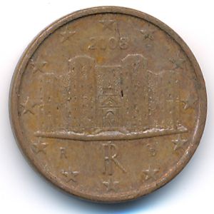 Италия, 1 евроцент (2008 г.)