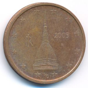 Италия, 2 евроцента (2009 г.)