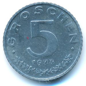 Austria, 5 groschen, 1973