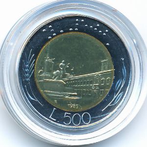 Italy, 500 lire, 1985