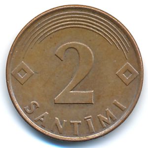 Latvia, 2 santimi, 2000