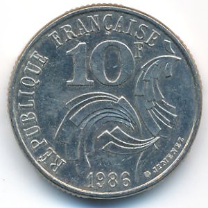 France, 10 francs, 1986