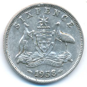 Австралия, 6 пенсов (1958 г.)