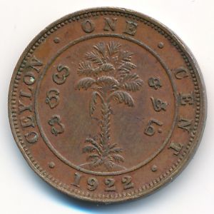 Ceylon, 1 cent, 1922