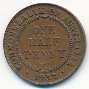 Australia, 1/2 penny, 1932