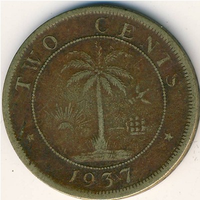 Либерия, 2 цента (1937 г.)