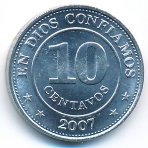 Nicaragua, 10 centavos, 2007