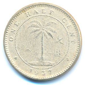 Либерия, 1/2 цента (1937 г.)