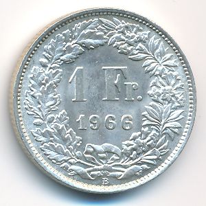 Швейцария, 1 франк (1966 г.)