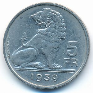 Бельгия, 5 франков (1939 г.)