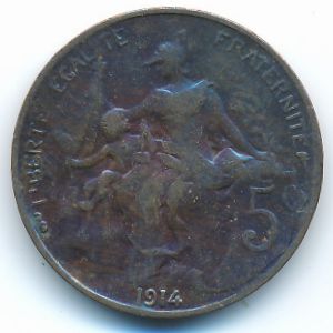 France, 5 centimes, 1914