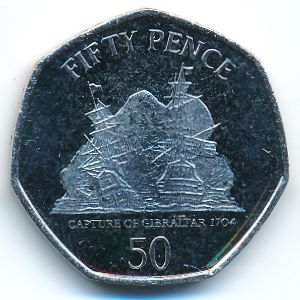 Гибралтар, 50 пенсов (2010 г.)