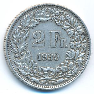Швейцария, 2 франка (1939 г.)