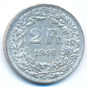 Швейцария, 2 франка (1946 г.)