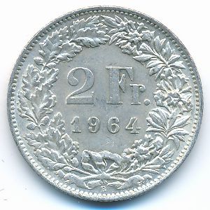 Швейцария, 2 франка (1964 г.)