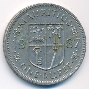 Mauritius, 1 rupee, 1987