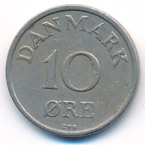 Denmark, 10 ore, 1956