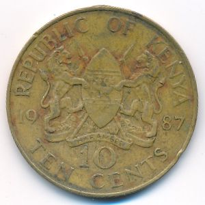 Кения, 10 центов (1987 г.)
