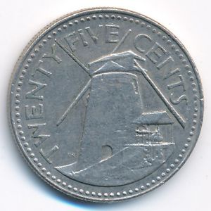 Barbados, 25 cents, 1981