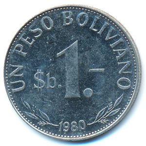 Боливия, 1 песо боливиано (1980 г.)