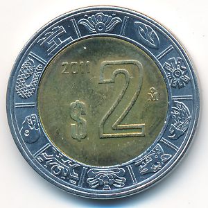 Мексика, 2 песо (2011 г.)