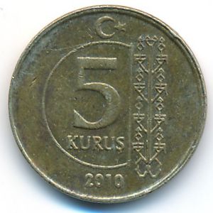 Turkey, 5 kurus, 2010