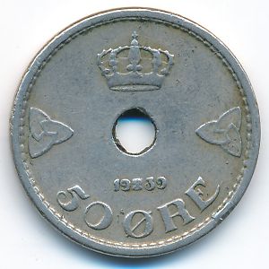 Норвегия, 50 эре (1939 г.)