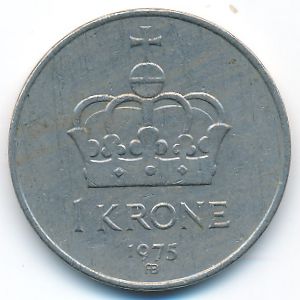 Norway, 1 krone, 1975
