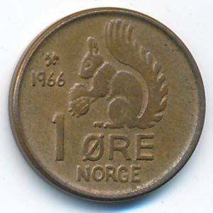 Норвегия, 1 эре (1966 г.)
