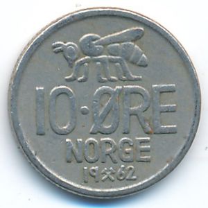 Норвегия, 10 эре (1962 г.)