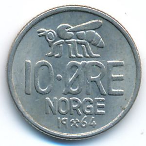 Норвегия, 10 эре (1964 г.)