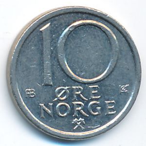 Norway, 10 ore, 1975