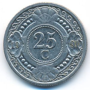 Антильские острова, 25 центов (1991 г.)