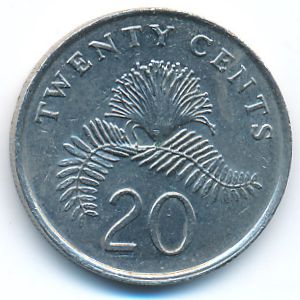 Singapore, 20 cents, 1986