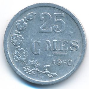 Luxemburg, 25 centimes, 1960