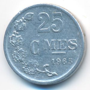 Luxemburg, 25 centimes, 1965