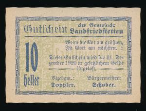 Нотгельды Австрии, 10 геллеров