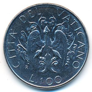 Vatican City, 100 lire, 1989