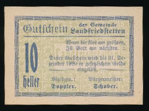 Нотгельды Австрии, 10 геллеров