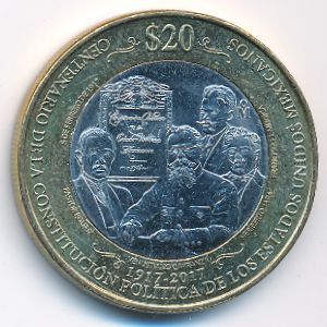Мексика, 20 песо (2017 г.)