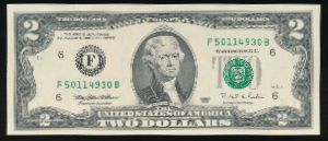 США, 2 доллара (1995 г.)