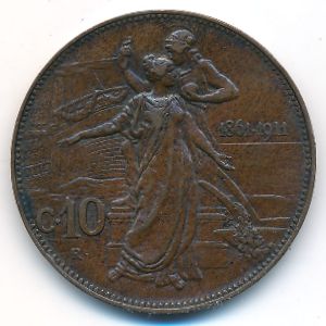 Италия, 10 чентезимо (1911 г.)