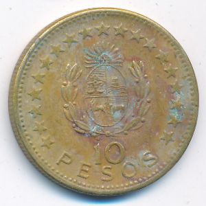 Uruguay, 10 pesos, 1965