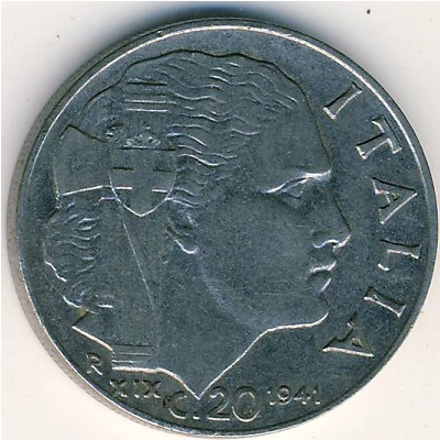 Италия, 20 чентезимо (1941 г.)